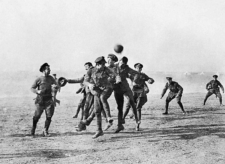 Armistice Day football match at Dale Barracks between german soldiers and Royal Welsh fusiliers to remember the famous Christmas Day truce between germany and Britain PCH